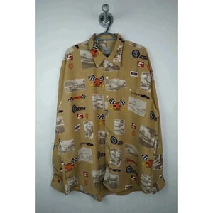 Vintage Button-down 90s Racing Theme AOP Cars Men's XL #666